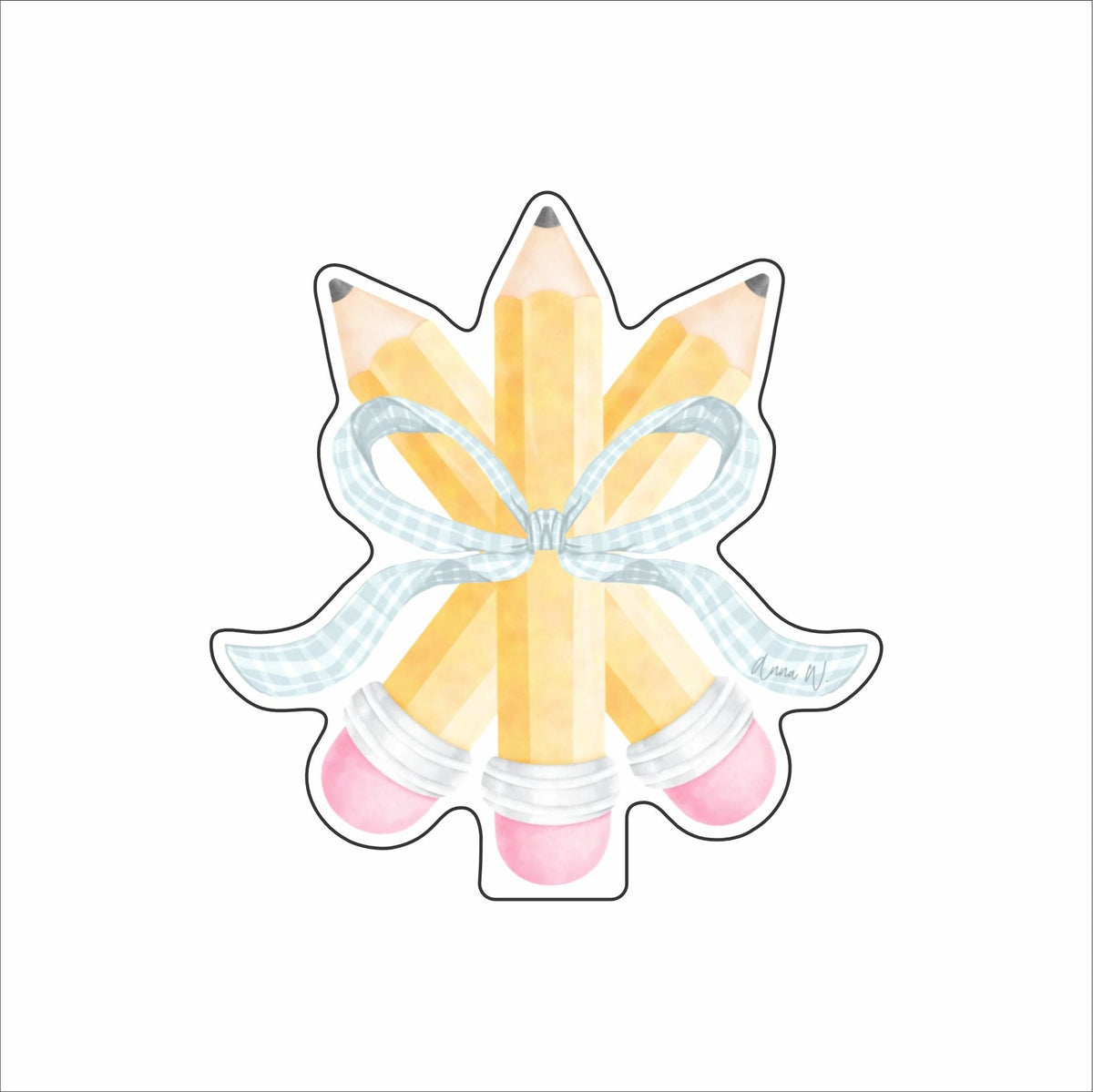 AWA-121 Pencils Blue Bow Mini | 0.50Acrylic Mini Contour