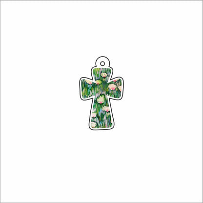 LBR-218 Magnolia Cross Trinket | 0.125Acrylic Mahjong Trinket | Case of 10