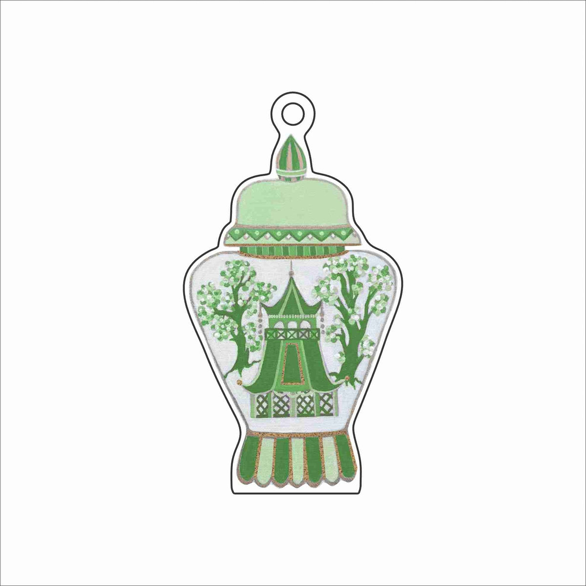 LMB-034 Green Canopy Ginger Jar Ornament | 0.25Acrylic Ornament