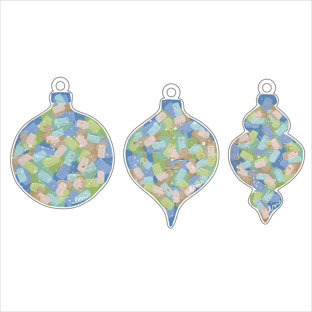 ENA-015 Blue & Green Ornaments (Set of 3) | 0.25in. Acrylic Ornament