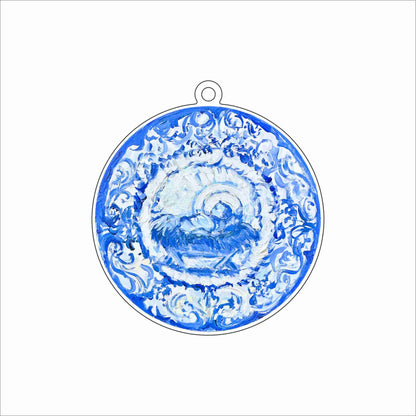 KPA-056 Emmanuel-Blue annd White Baby Jesus Ornament | 0.25Acrylic Ornament
