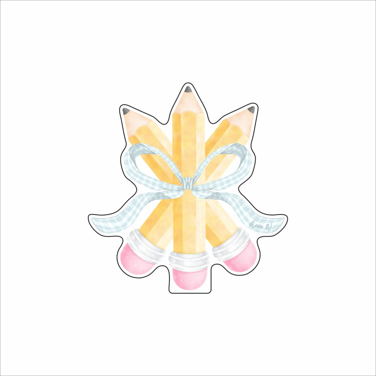 AWA-120 Pencils Blue Bow | 0.75Acrylic Contour