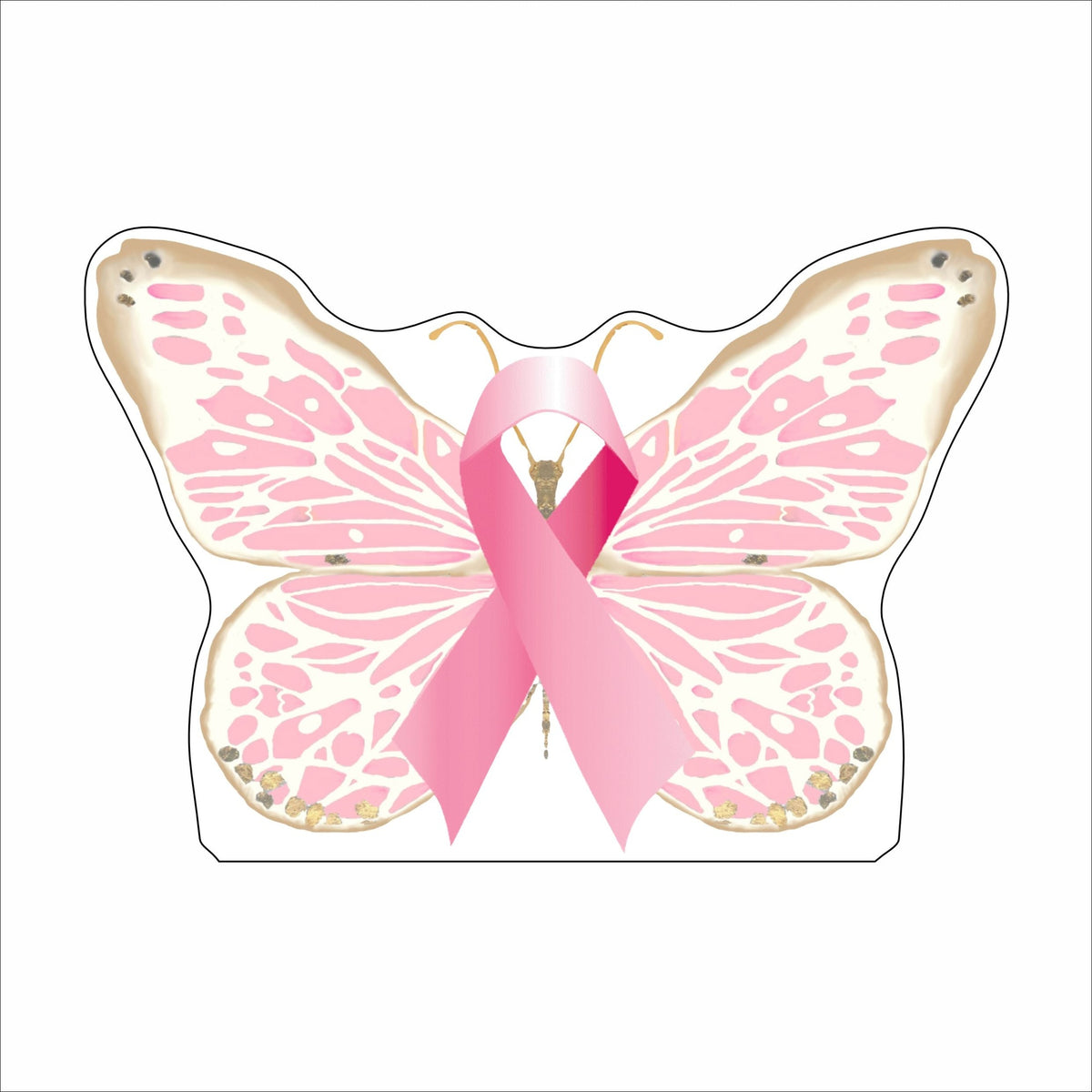 MKD-035 Breast Cancer Butterfly | 0.75in. Acrylic Contour |