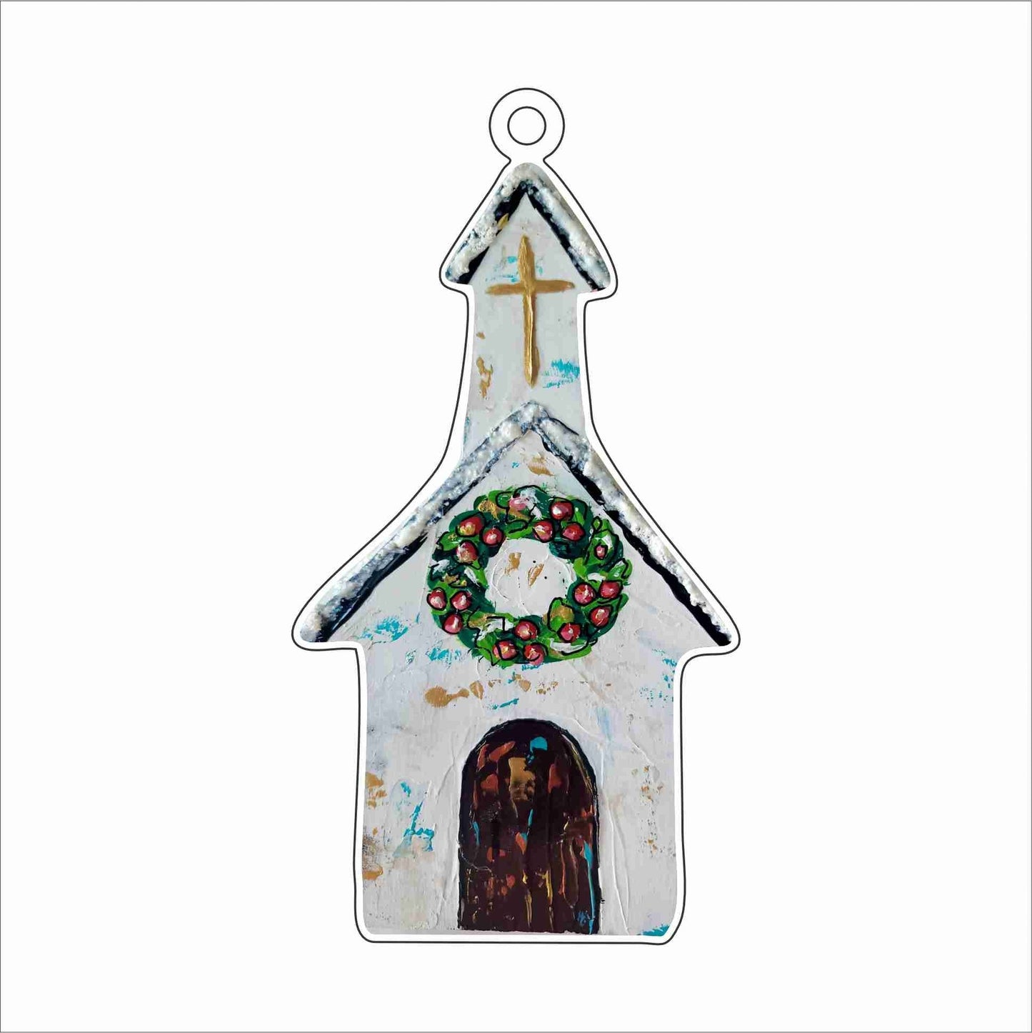 LNS-004 Winter Church White Ornament | 0.25Acrylic Ornament