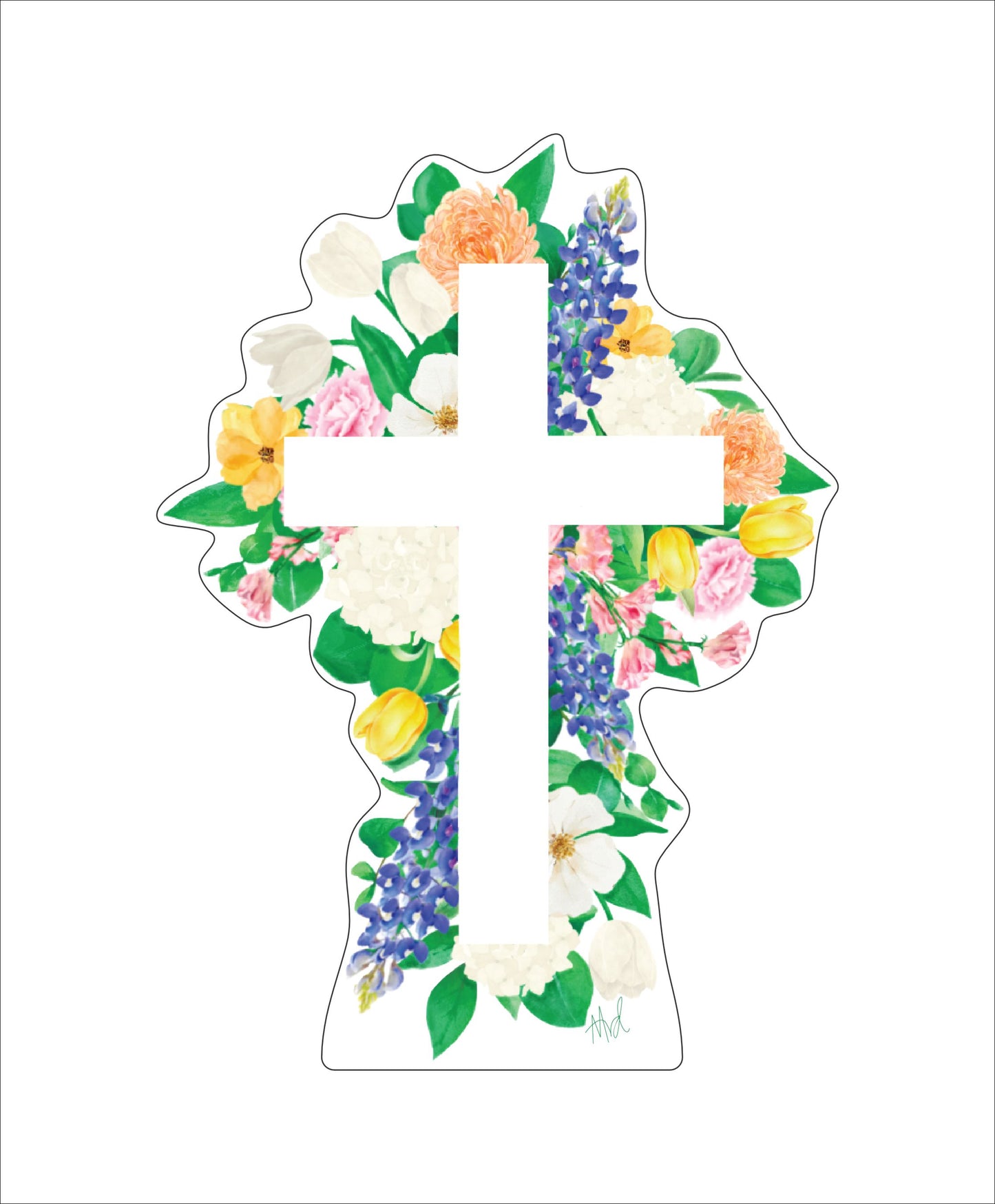 Floral Cross | 0.75in. Acrylic Cutout | Single