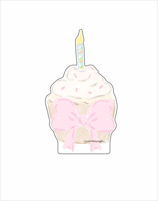 AGS-004 Pink Ribbon Cupcake | 0.75Acrylic Contour |