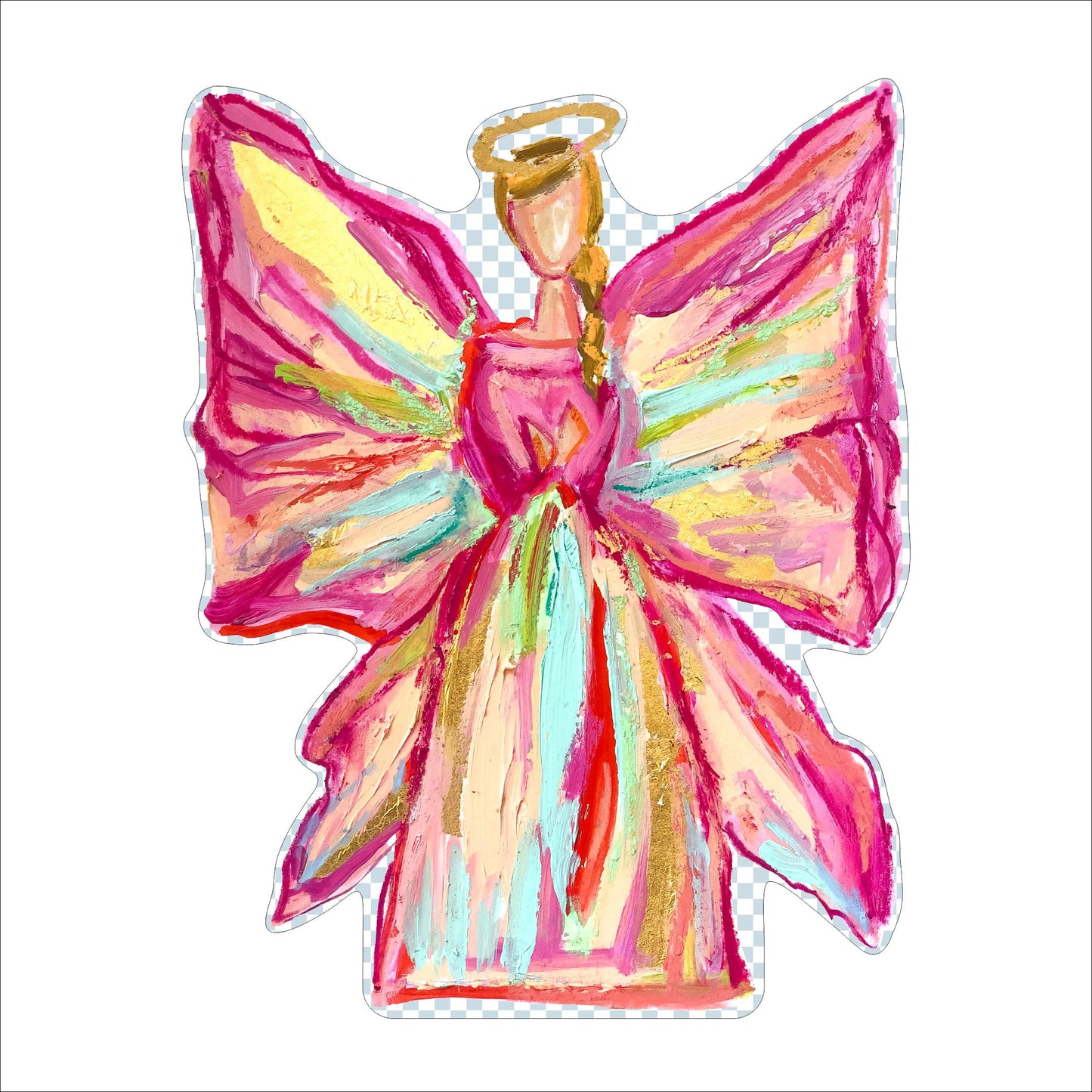 Pink & Yellow Angel | 0.75in. Acrylic Cutout