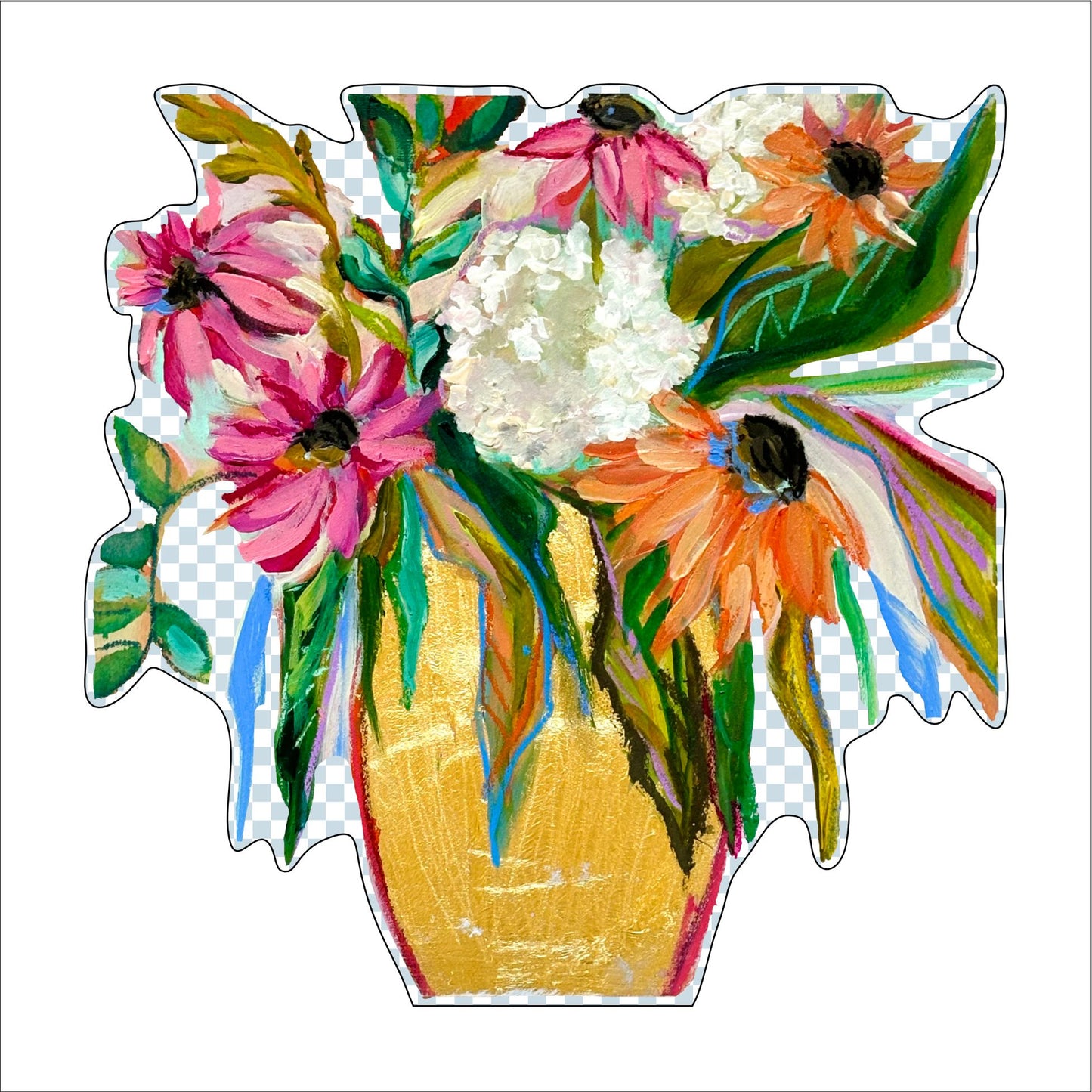 AHA-016 Gold Vase with Flowers | 0.75in. Acrylic Cutout | Case Bundle any 10+ (Pack of 1)
