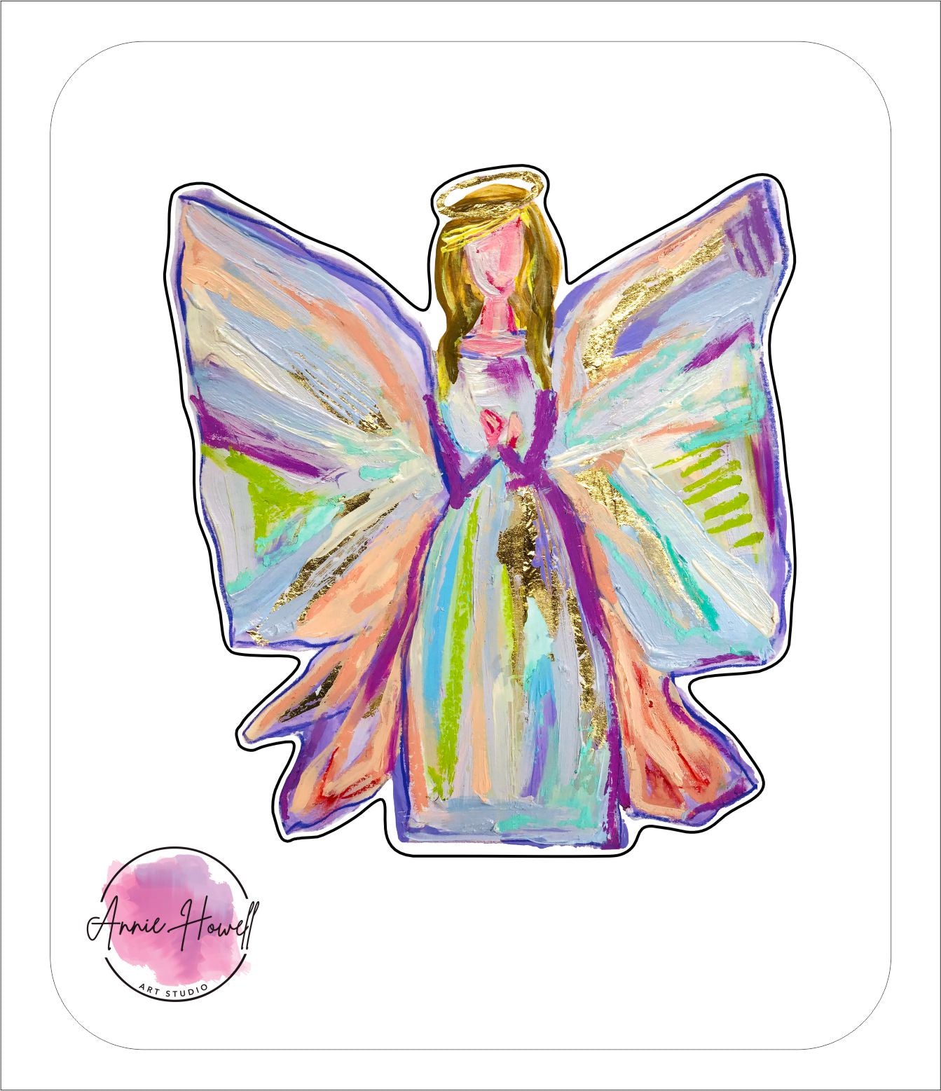 Purple & Gold Angel | Vinyl Stickers | (Pack of 20)