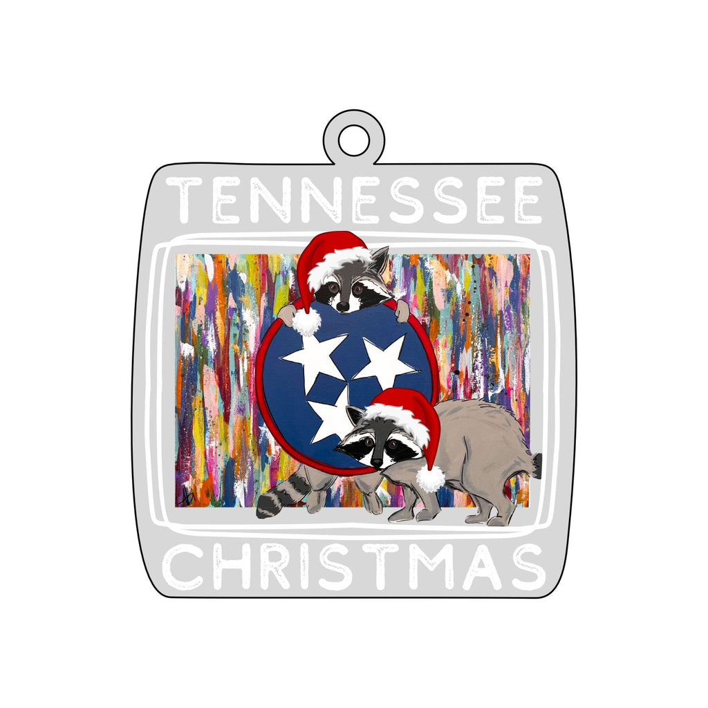 AHM-018  TN Christmas Raccoons | 0.25Acrylic Ornament |