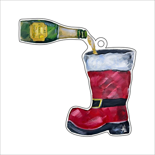 Santa's Boot Ornament | 0.25in. Acrylic Cutout | Case Bundle any 10+ (Pack of 1)