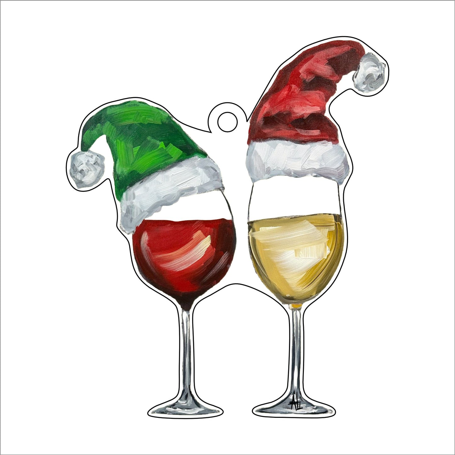 Wine Glasses Ornament | 0.25in. Acrylic Cutout | Case Bundle any 10+ (Pack of 1)