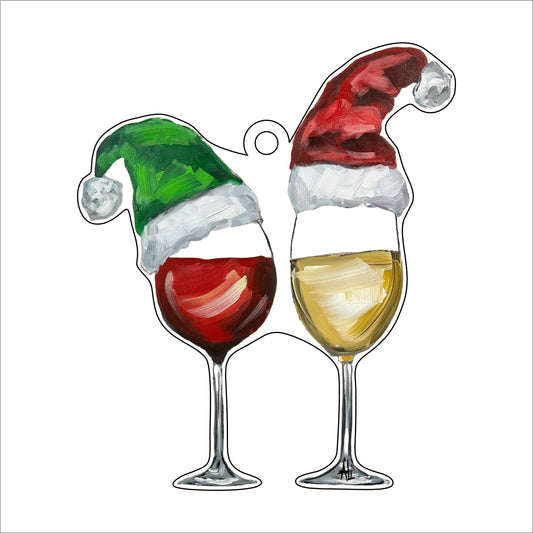 Wine Glasses Ornament | 0.25in. Acrylic Cutout | Case Bundle any 10+ (Pack of 1)