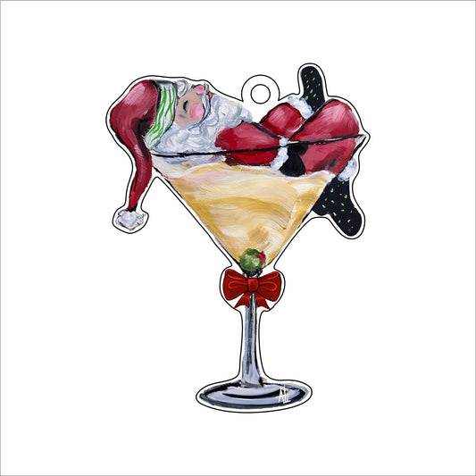 Santa Martini Ornament | 0.25in. Acrylic Cutout | Case Bundle any 10+ (Pack of 1)