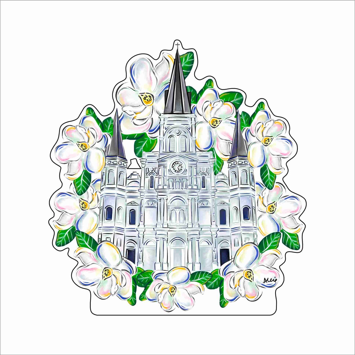 ALB-001 Cathedral with Magnolias | 0.75Acrylic Contour