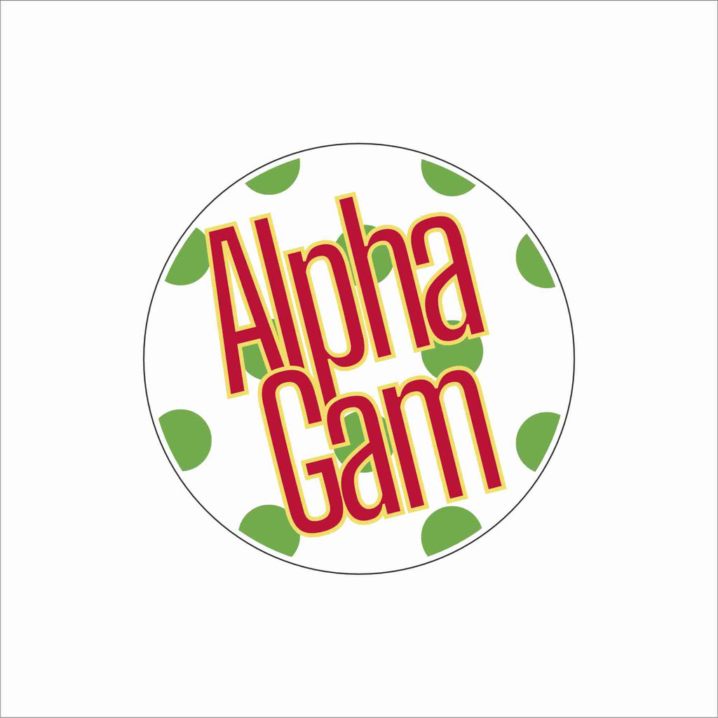 AND-059 Alpha Gam Polka Dot Coaster | 0.25Acrylic Coaster with Clear Bumpers | Case of 4