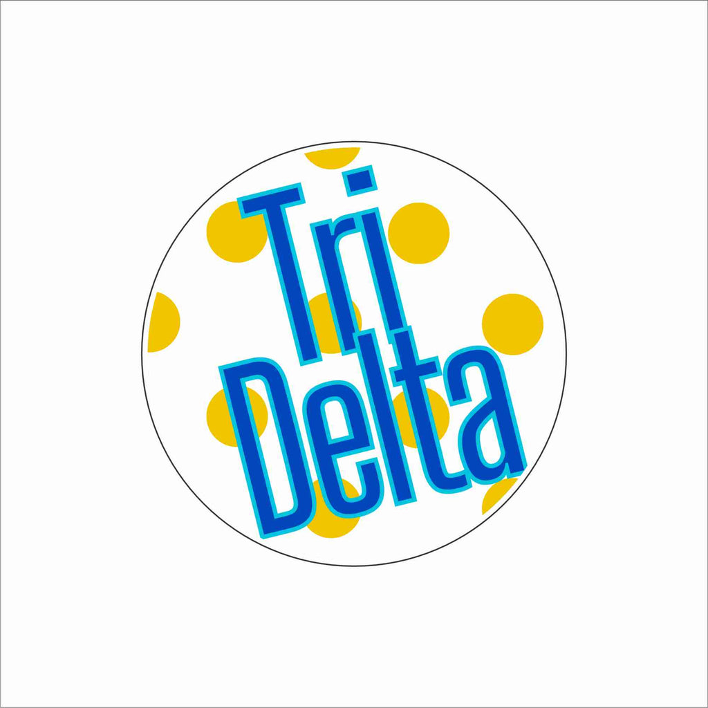 AND-063 Tri Delta Polka Dot Coaster | 0.25Acrylic Coaster with Clear Bumpers | Case of 4