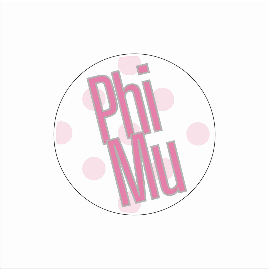 AND-067 Phi Mu Polka Dot Coaster | 0.25Acrylic Coaster with Clear Bumpers | Case of 4