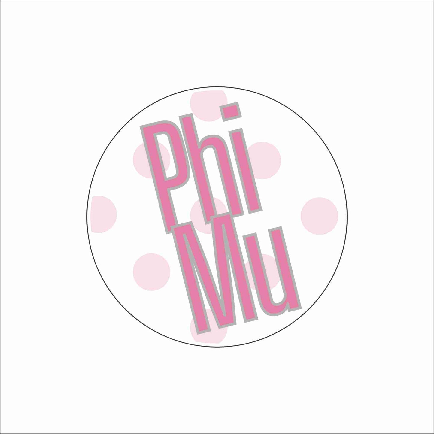 AND-067 Phi Mu Polka Dot Coaster | 0.25Acrylic Coaster with Clear Bumpers | Case of 4
