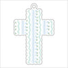 AWA-034 Scalloped Cross Blue White | 0.25in. Acrylic Ornament |