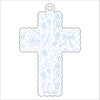 AWA-037 Blue Bow Scalloped Cross | 0.25in. Acrylic Ornament | Case Bundle of 25