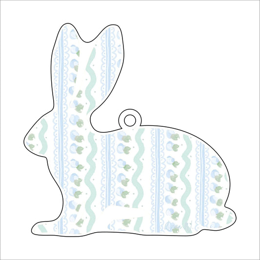 AWA-038 Bunny Blue White | 0.25in. Acrylic Ornament |