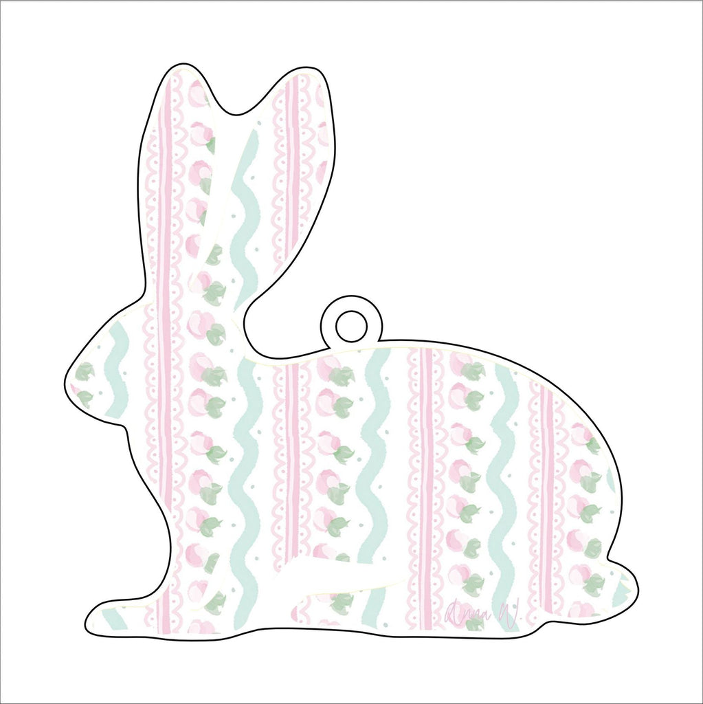 AWA-039 Bunny Pink White | 0.25in. Acrylic Ornament | Case Bundle of 25