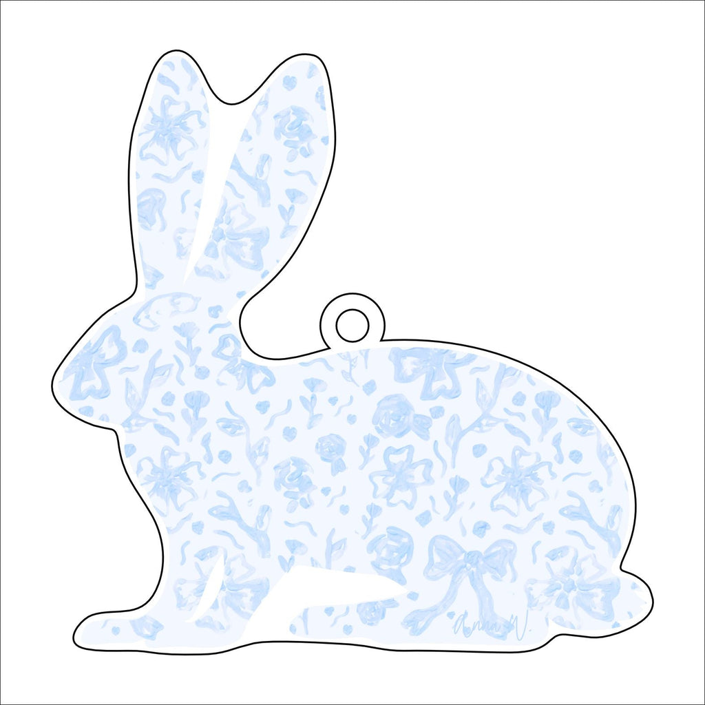 AWA-040 Blue Bow Bunny | 0.25in. Acrylic Ornament | Case Bundle of 25