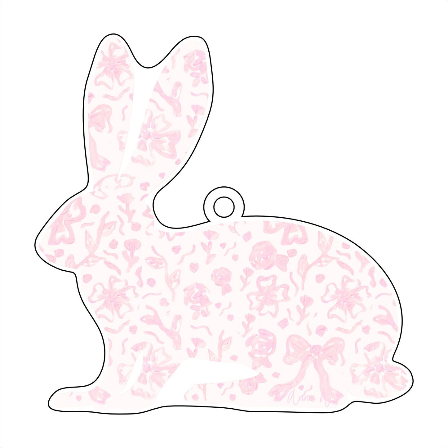AWA-041 Pink Bow Bunny | 0.25in. Acrylic Ornament |
