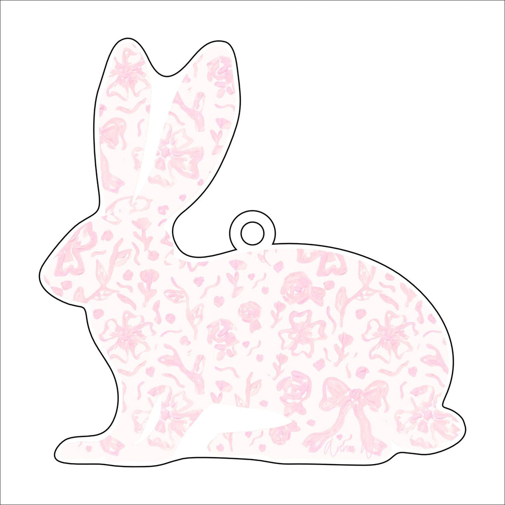 AWA-041 Pink Bow Bunny | 0.25in. Acrylic Ornament | Case Bundle of 25