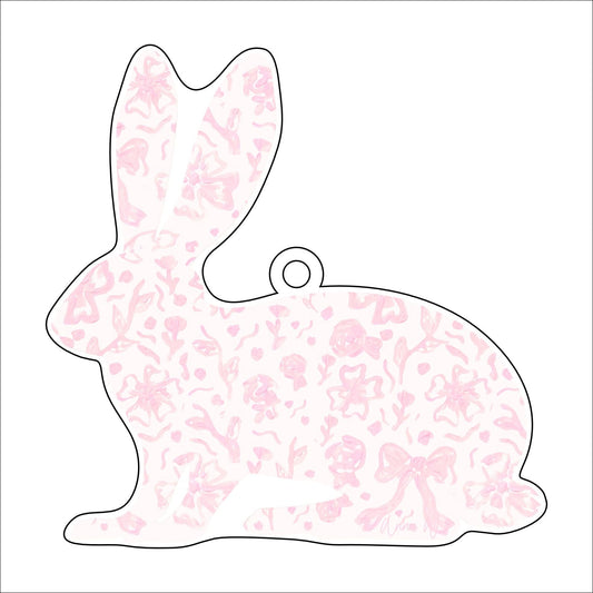 AWA-041 Pink Bow Bunny | 0.25in. Acrylic Ornament | Case Bundle of 25