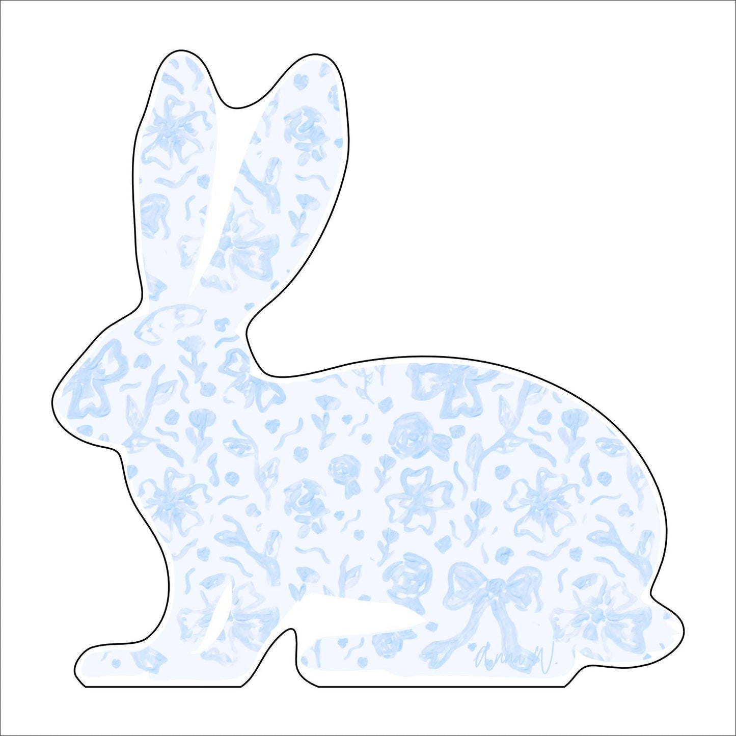 AWA-045 Blue Bow Bunny | 0.75in. Acrylic |