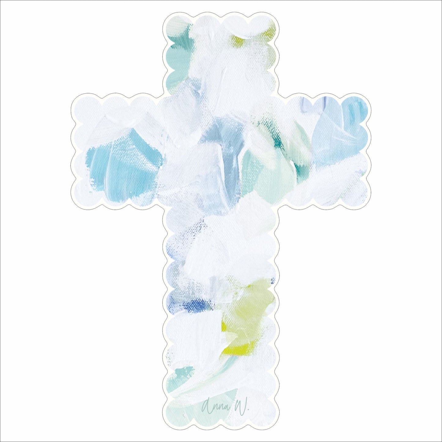 AWA-072 Green Abstract Cross | 0.75in. Acrylic Contour |