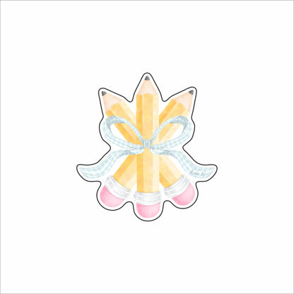 AWA-123 Pencils Blue Bow Magnet | 0.125Acrylic Magnet | Pack of 4