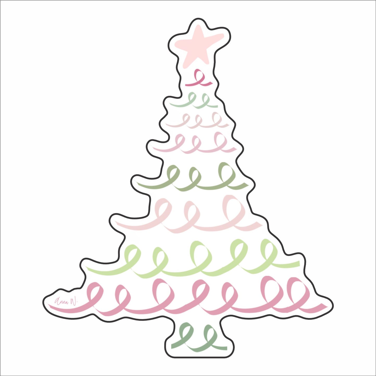AWA-130 Ribbon Christmas Tree | 0.75Acrylic Contour
