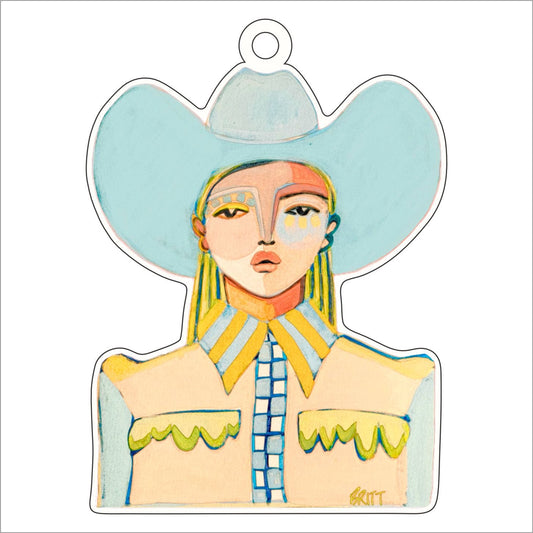 BAA-015 Blue Cowgirl | 0.50in. Acrylic Ornament | Case Bundle of 24