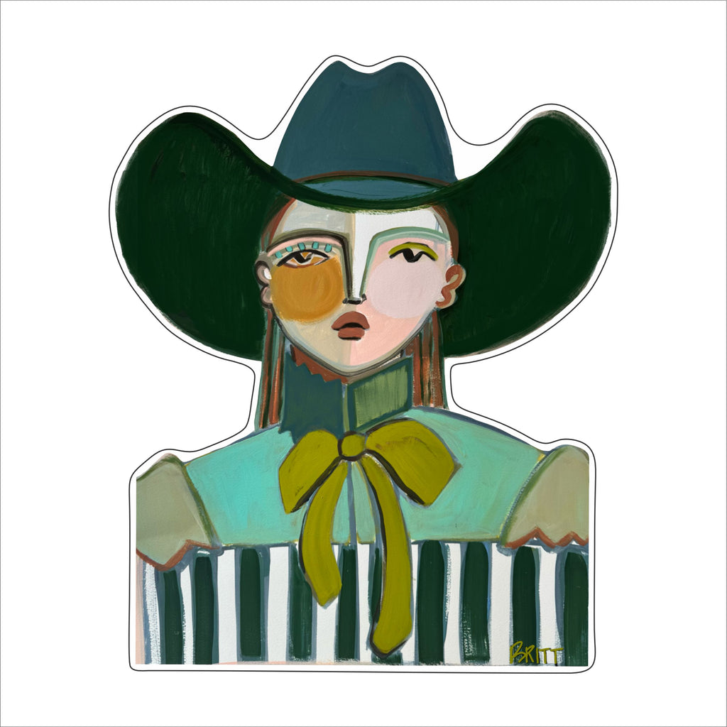 BAA-018 Green Cowgirl | 0.75in. Acrylic Contour | Mix and  Match (any 10+)