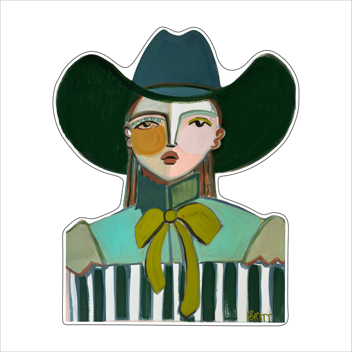 BAA-018 Green Cowgirl | 0.75in. Acrylic Contour | Mix and  Match (any 10+)