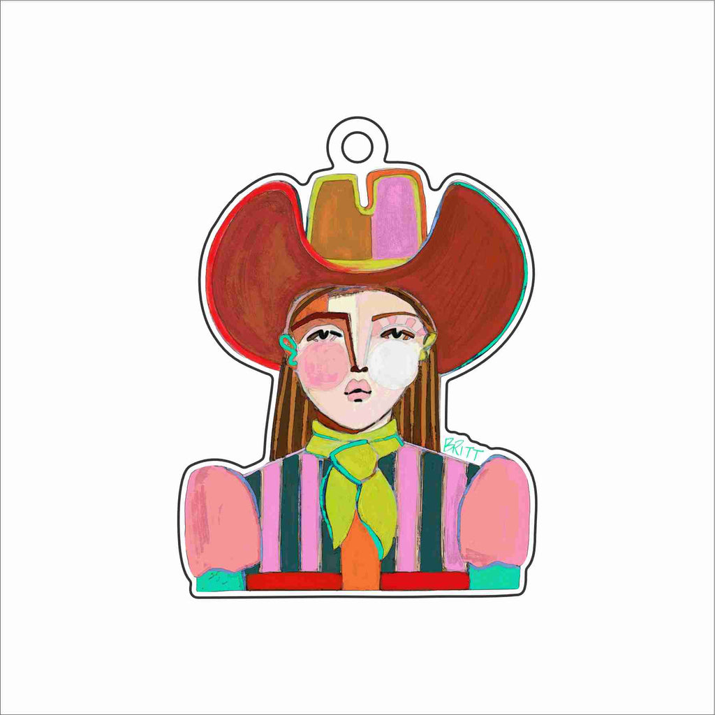 BAA-025 Cowgirl Christmas Brunette Ornament | 0.25Acrylic Ornament