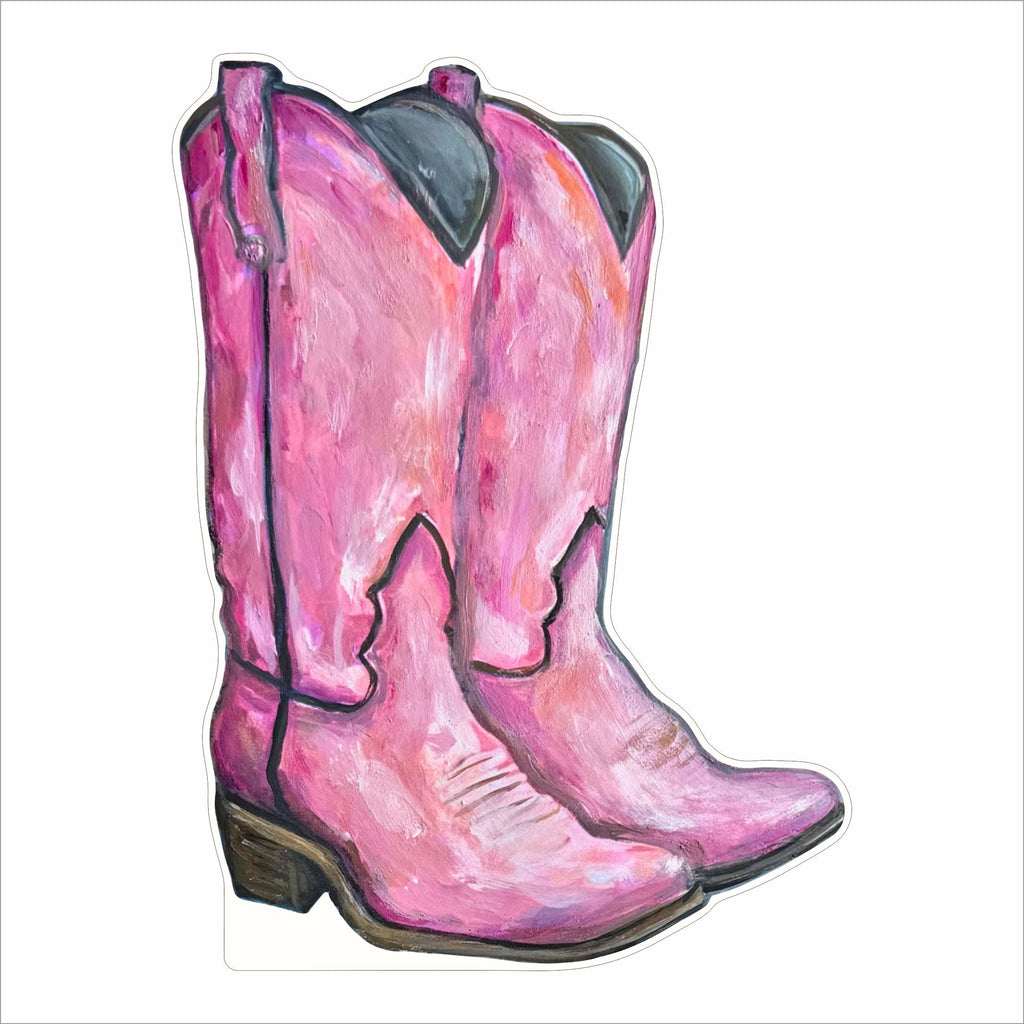 BJW-001 Pink Cowboy Boots | 0.75in. Acrylic Contour | Mix and  Match (any 10+)