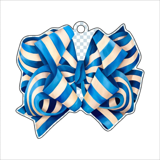 BLA-004 Blue Bow Ornament | 0.25in. Acrylic Ornament |