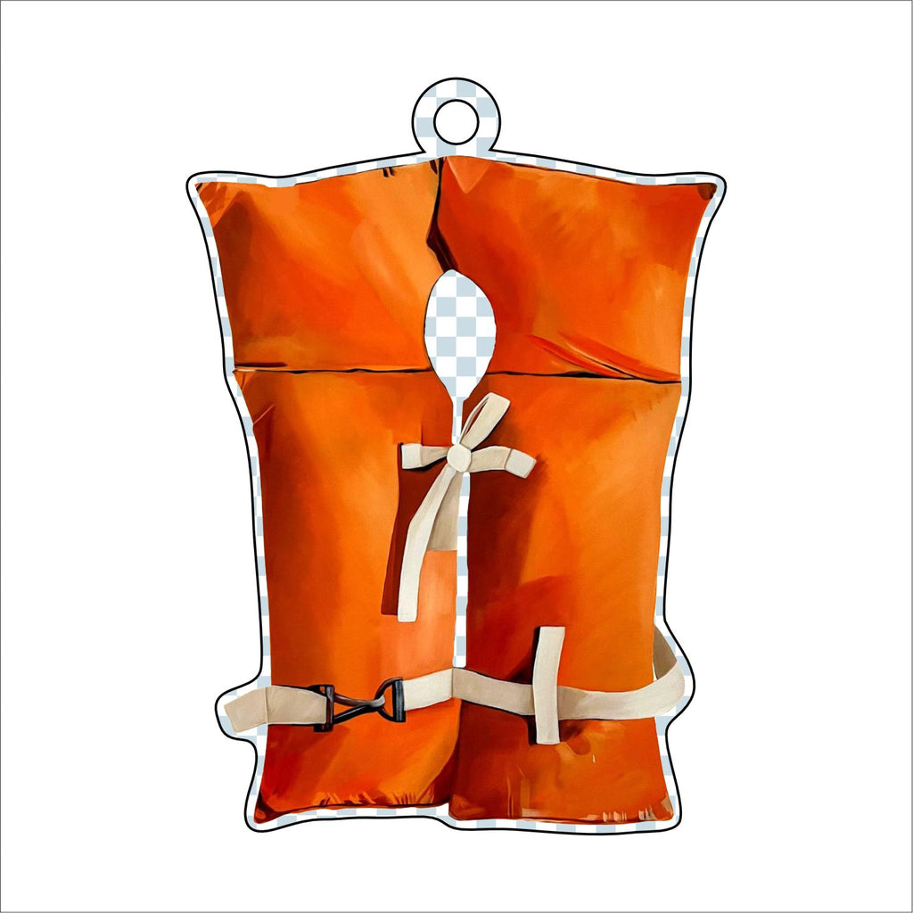 BLA-006 Orange Lifevest 1 Ornament | 0.25in. Acrylic Ornament |