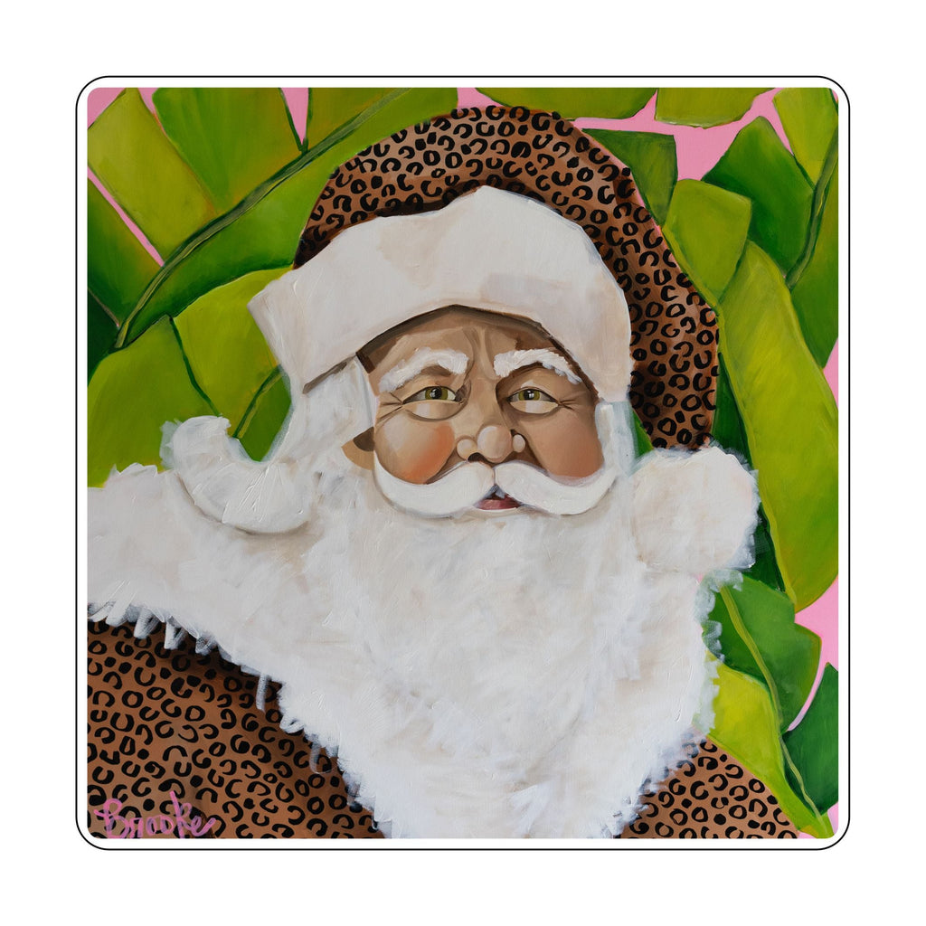 BLA-022 Cheetah Santa on Palm Leaves Mini | 0.50Acrylic Contour |