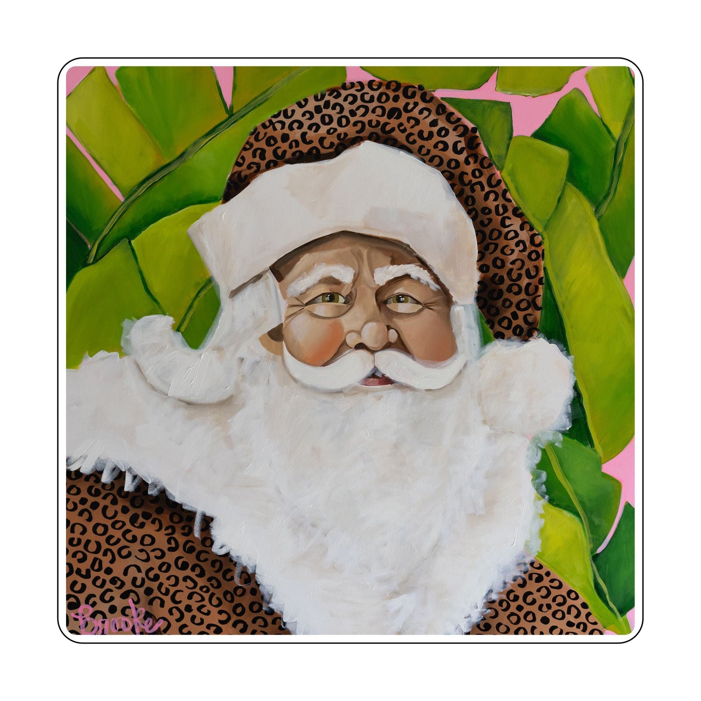 BLA-022 Cheetah Santa on Palm Leaves Mini | 0.50Acrylic Contour |