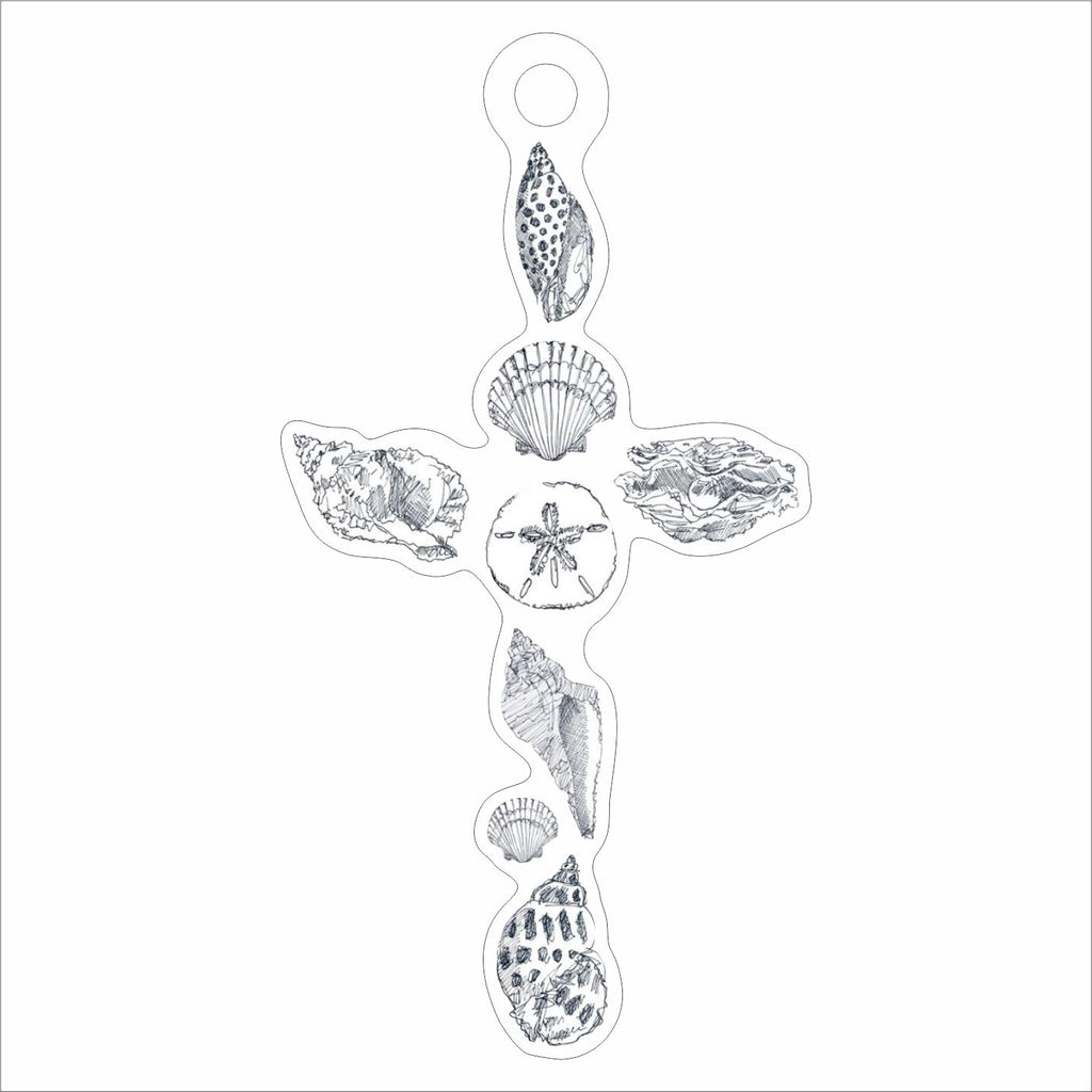 BLA-033 Shell Cross Ornament | 0.25Acrylic Ornament |