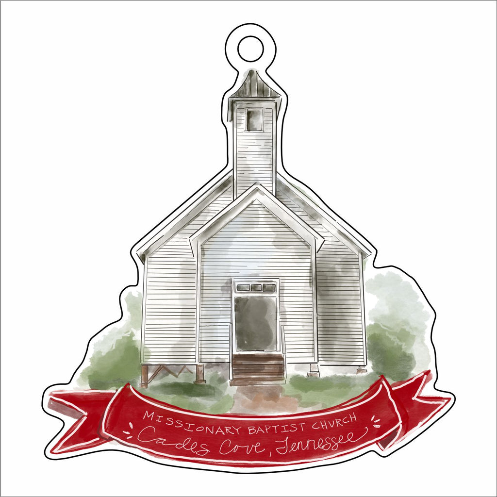 BPM-020 Cade's Cove Church MBC | 0.25" Acrylic Ornament | Case of 25