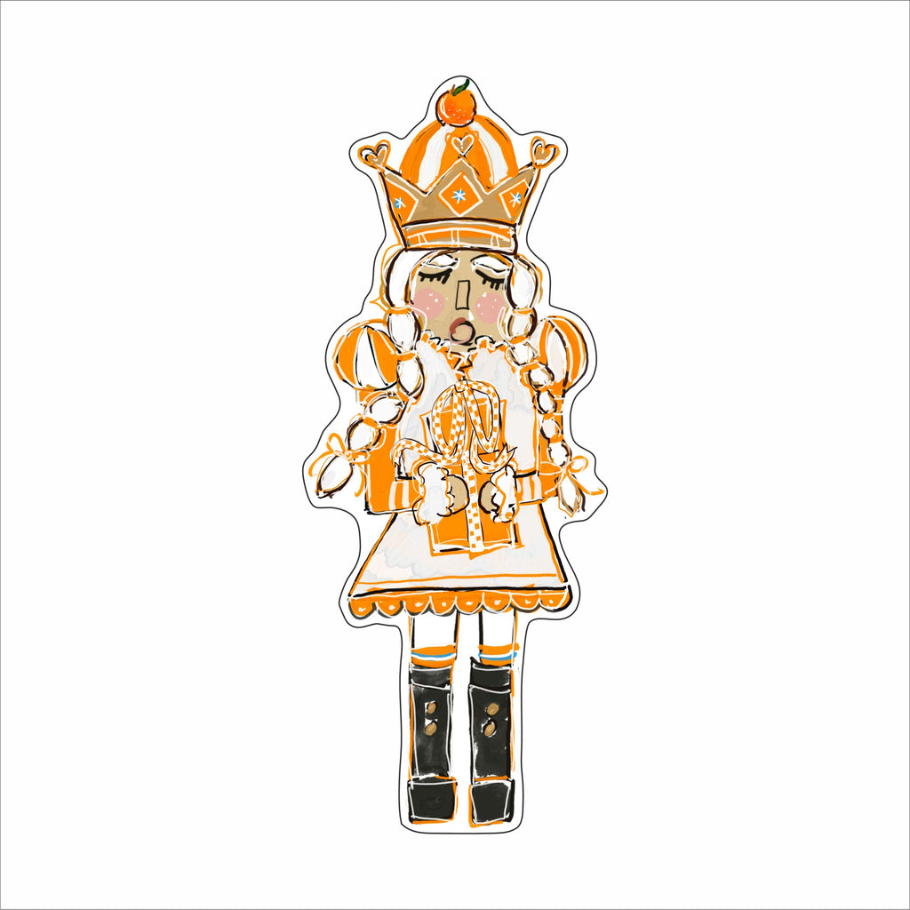 BPM-024 Orange and White Girl Nutcracker Contour | 0.75in. Acrylic Contour |
