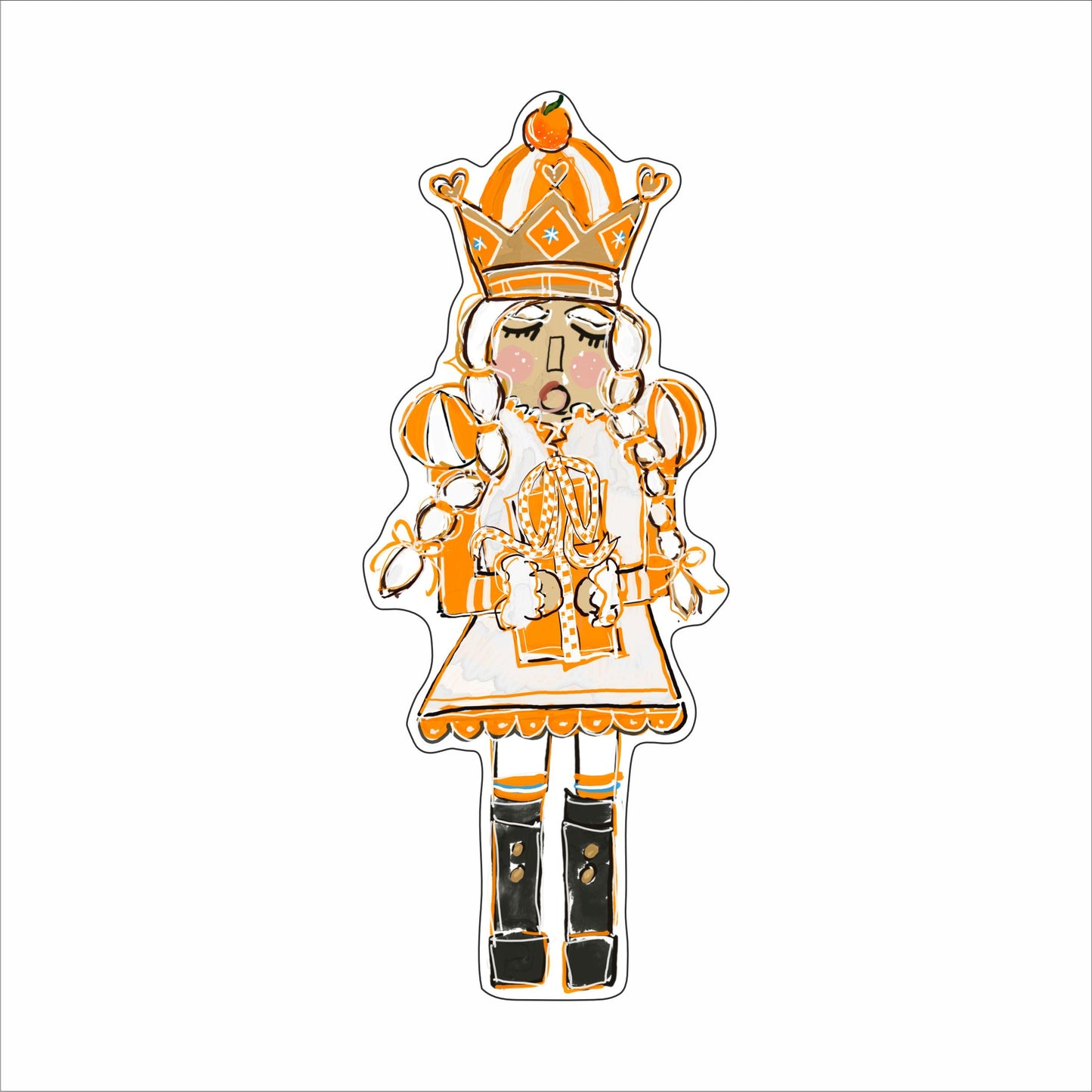 BPM-024 Orange and White Girl Nutcracker Contour | 0.75in. Acrylic Contour | Case Bundle of 25