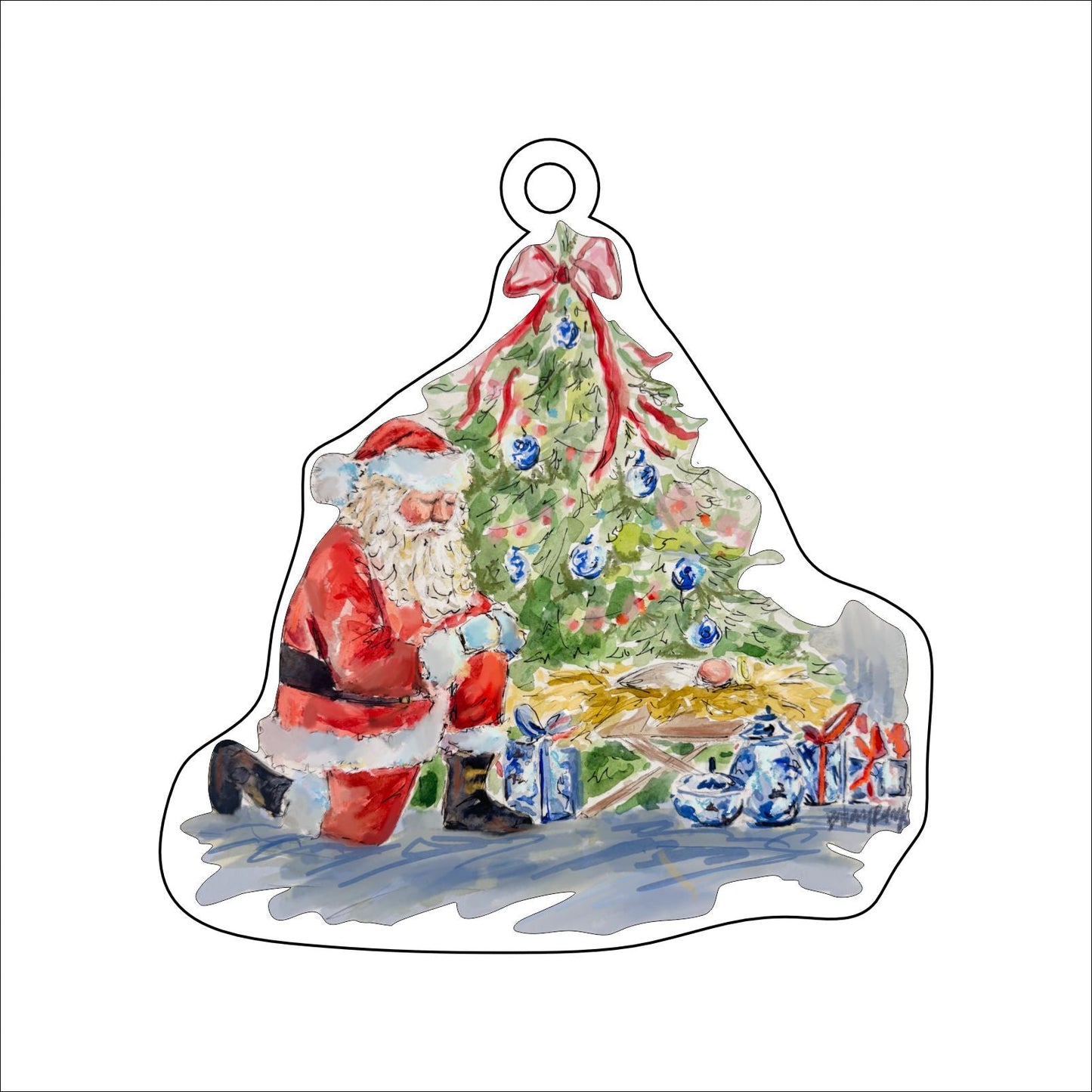 BRA-014 Santa Manger | 0.25in. Acrylic Ornament |