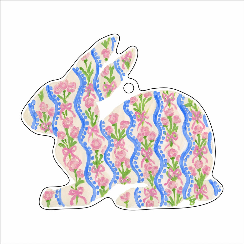 BTA-038 Floral Bunny Wreath Ornament| 0.25Acrylic |